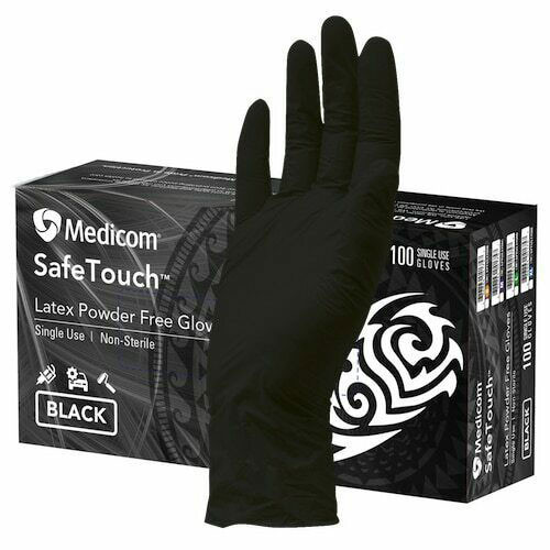 Safe Touch Black Latex Gloves (L) 10 Boxes