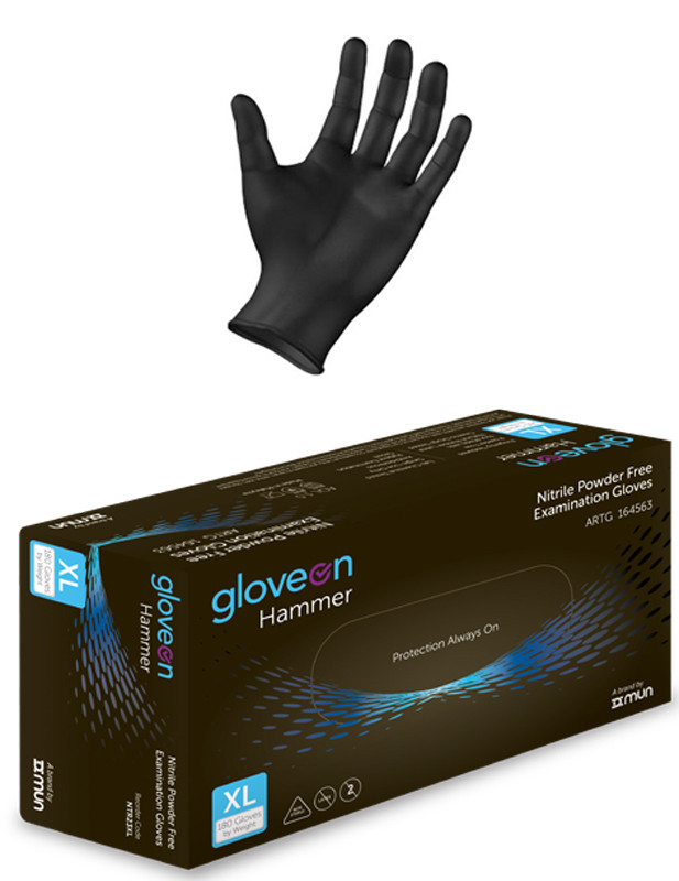 Hammer Nitrile Black Gloves (XS) Box of 100