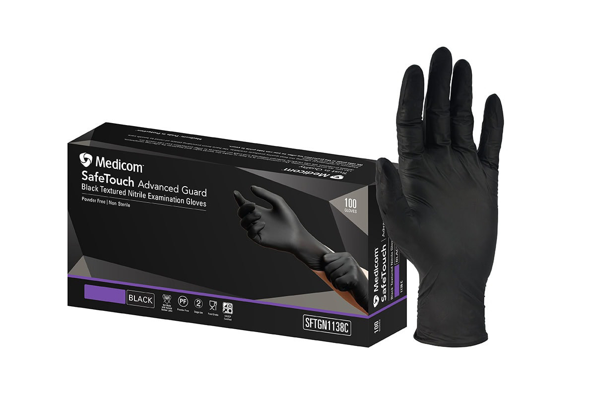SafeTouch Advanced Guard - Black Nitrile Gloves - Small - 1 box of 100